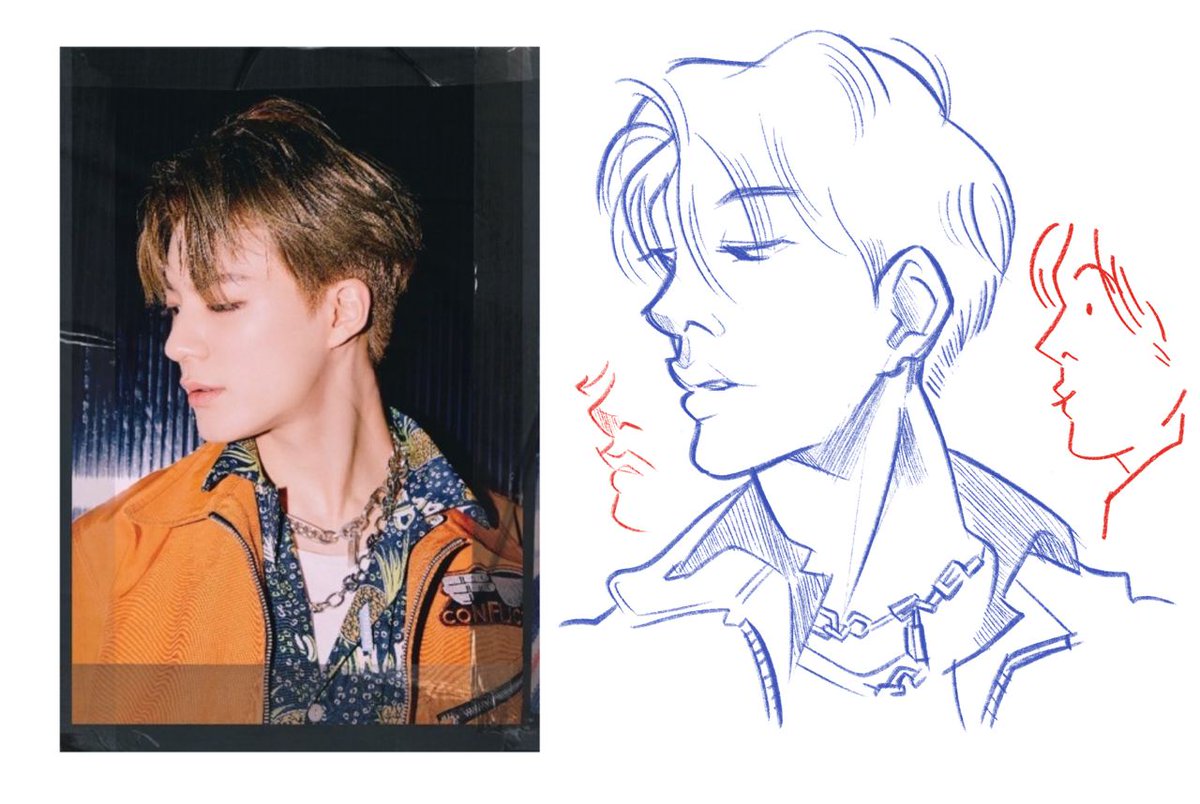 super old jeno and jisung doodles i drew for a lesson abt stylizing facial features back in like 2020