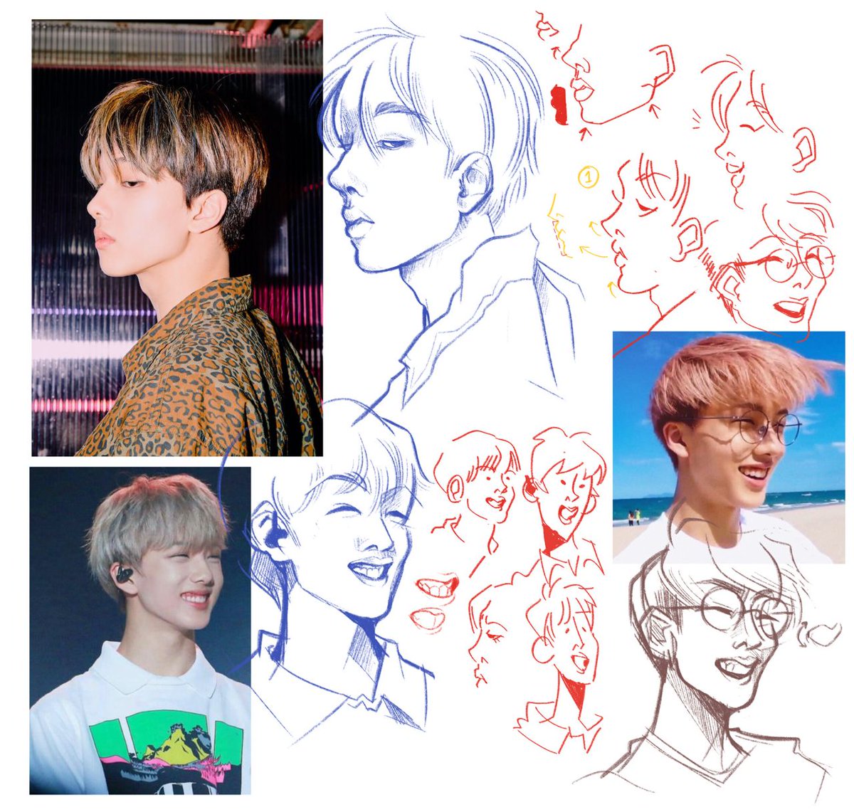 super old jeno and jisung doodles i drew for a lesson abt stylizing facial features back in like 2020