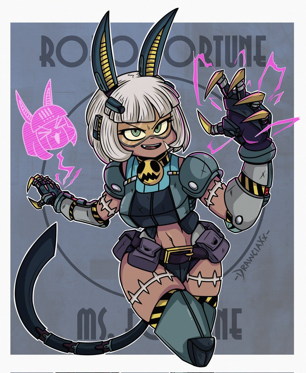 DrawciaX's tweet photo. Ms fortune with robo Robo fortune armor, despite their differences together they are very powerful. 
Includes pipu miau voice assistant >w<.

#skullgirlsfanart #Skullgirls #drawing #digitaldrawing #digitalartist #FANART https://t.co/qdAyyNINGG