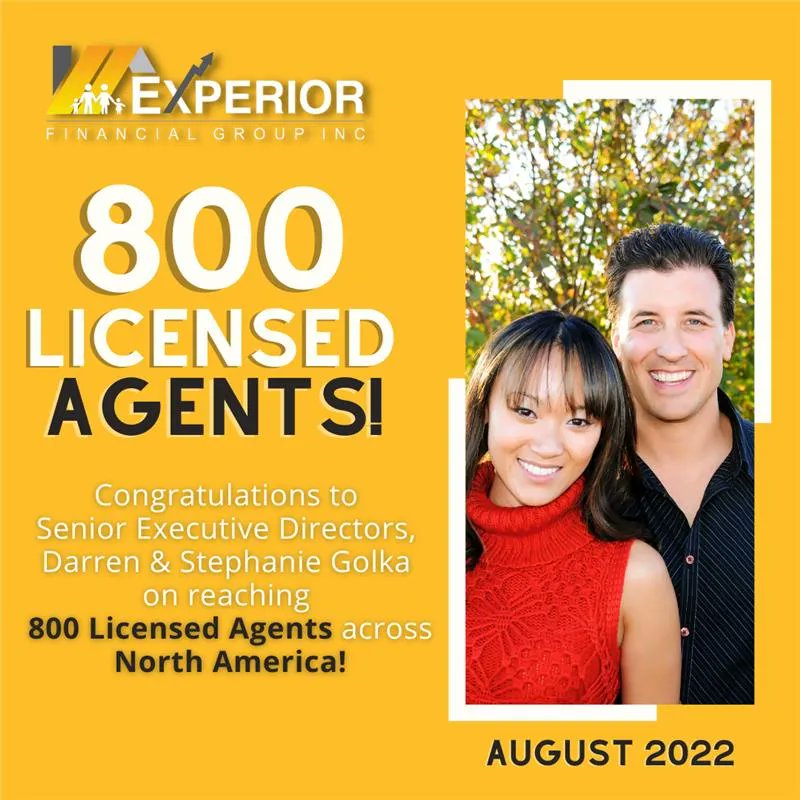 _Experior_'s tweet photo. Congratulations to Senior Executive Directors, DARREN & STEPHANIE GOLKA, who have reached 800 LICENSED AGENTS across North America! #experior #roadto3000 #gotthree? https://t.co/n8mMP6wFm0