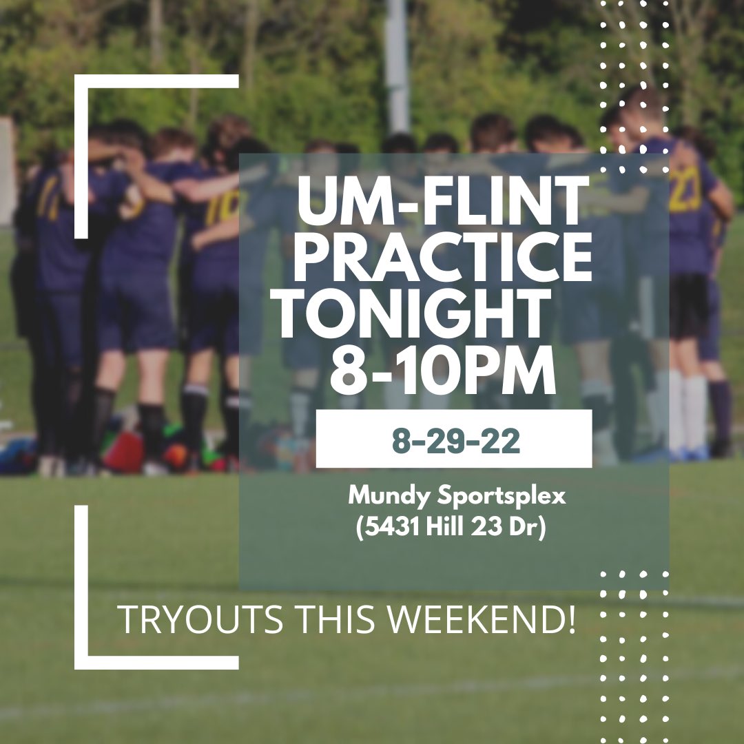 umflintsoccer's tweet photo. Don’t forget, tryouts are this week for the Women’s team and this weekend for the Men’s team!! DM us if you have any questions! https://t.co/sWVgjLU3VS