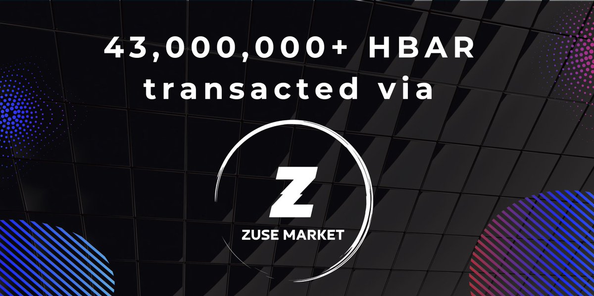 ZuseMarket's tweet photo. 43,000,000 HBAR has been transacted via Zuse Market, and 1,100,000 in the last 24 hours! 😯🥳🎉📈

#HBARNFT's are exploding in popularity, to see why visit https://t.co/WqjulvZrnY 👀🚀

#HederaNFT #ZuseMarket https://t.co/Wub3u9EDLm