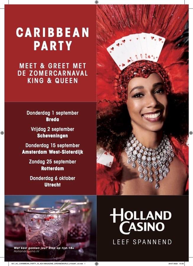 Onze sponsor HollandCasino kan er maar geen genoeg van krijgen :-D

Wil je een ontmoeting met de King en/of Queen van Zomercarnaval 2022 combineren met een gezellige avond uit?

En waarom niet?        🍀🍀🍀🍀🍀🍀🍀🍀🍀🍀