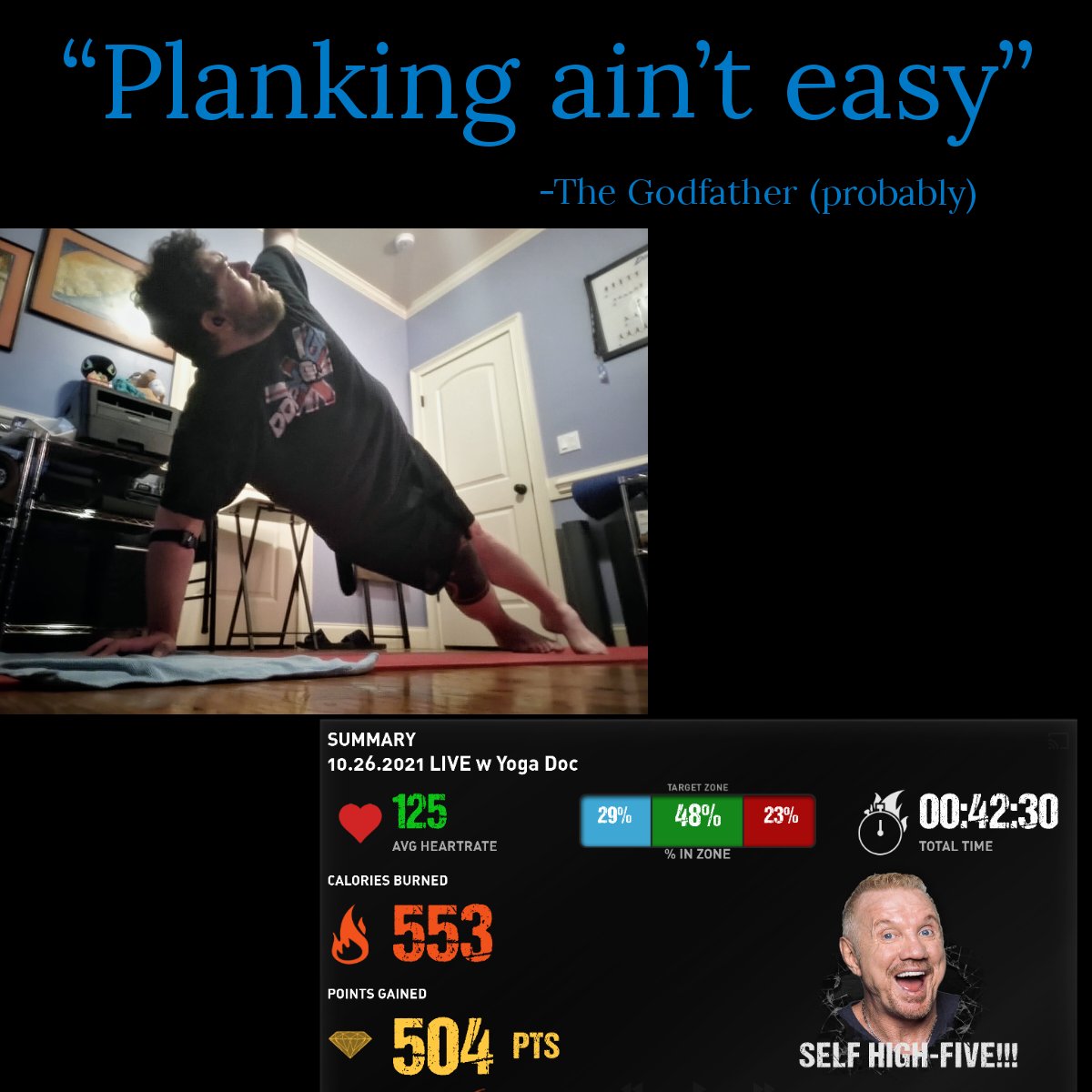 GetFitWithJared's tweet photo. Did a lot of #plankingexercises during this mornings @ddpyoga #workout with #YogaDoc. Even though I've never been the biggest fan of planks and pushups, they're still important. Simply holding plank works your abs, shoulders, back, quads, hamstrings and more! #fitness #core https://t.co/UE8X5Lmc0o