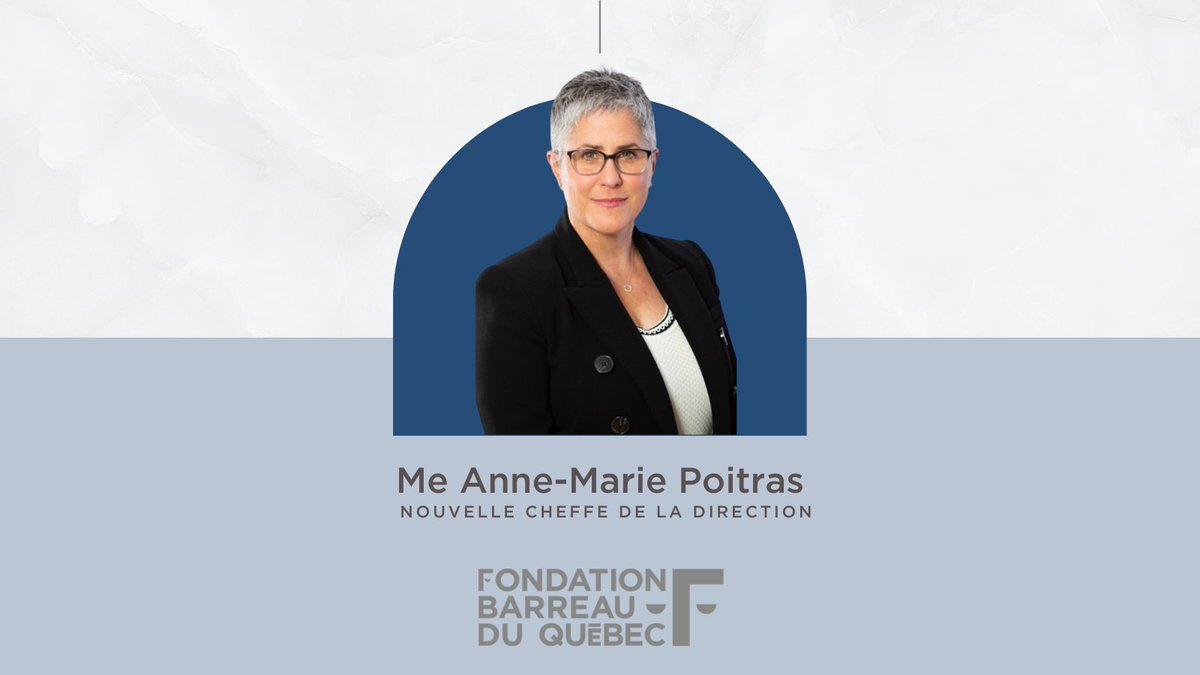 Dès le 1er septembre, Me Anne-Marie Poitras rejoint l’équipe de la Fondation comme Cheffe de la direction.

L’équipe de la Fondation est enthousiaste à l’idée relever de nouveaux défis avec Me Poitras et de faire rayonner ses actions à plus larges échelles!bit.ly/3ARwDZn