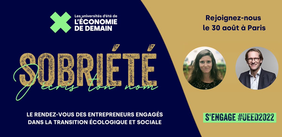 #UEED2022 : nous y serons !

Heureux de participer à cette 4ème édition des Universités d'Été de l'Économie de Demain, rendez-vous incontournable de cette rentrée pour tous les entrepreneurs engagés et tous ceux qui construisent l'économie de demain ✊

<a href="/BrachetLucile/">Lucile Brachet</a> <a href="/jmasurel/">Jerome Masurel</a>
