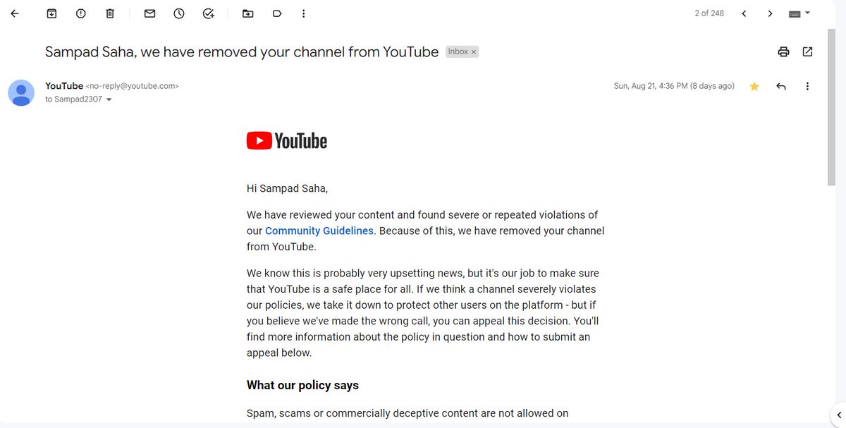 Ssampadsa's tweet photo. @TeamYouTube @Canidy8 Hi 
@TeamYouTube 
@YouTubeIndia 
@YTCreatorsIndia 

 I really need help with this.
channel URL: https://t.co/njnytOKwRf https://t.co/UoBSTN1WRF