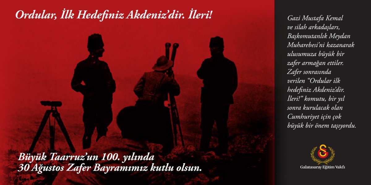 Büyük Taarruz’un 100. Yılında 30 Ağustos Zafer Bayramımız kutlu olsun. 🇹🇷