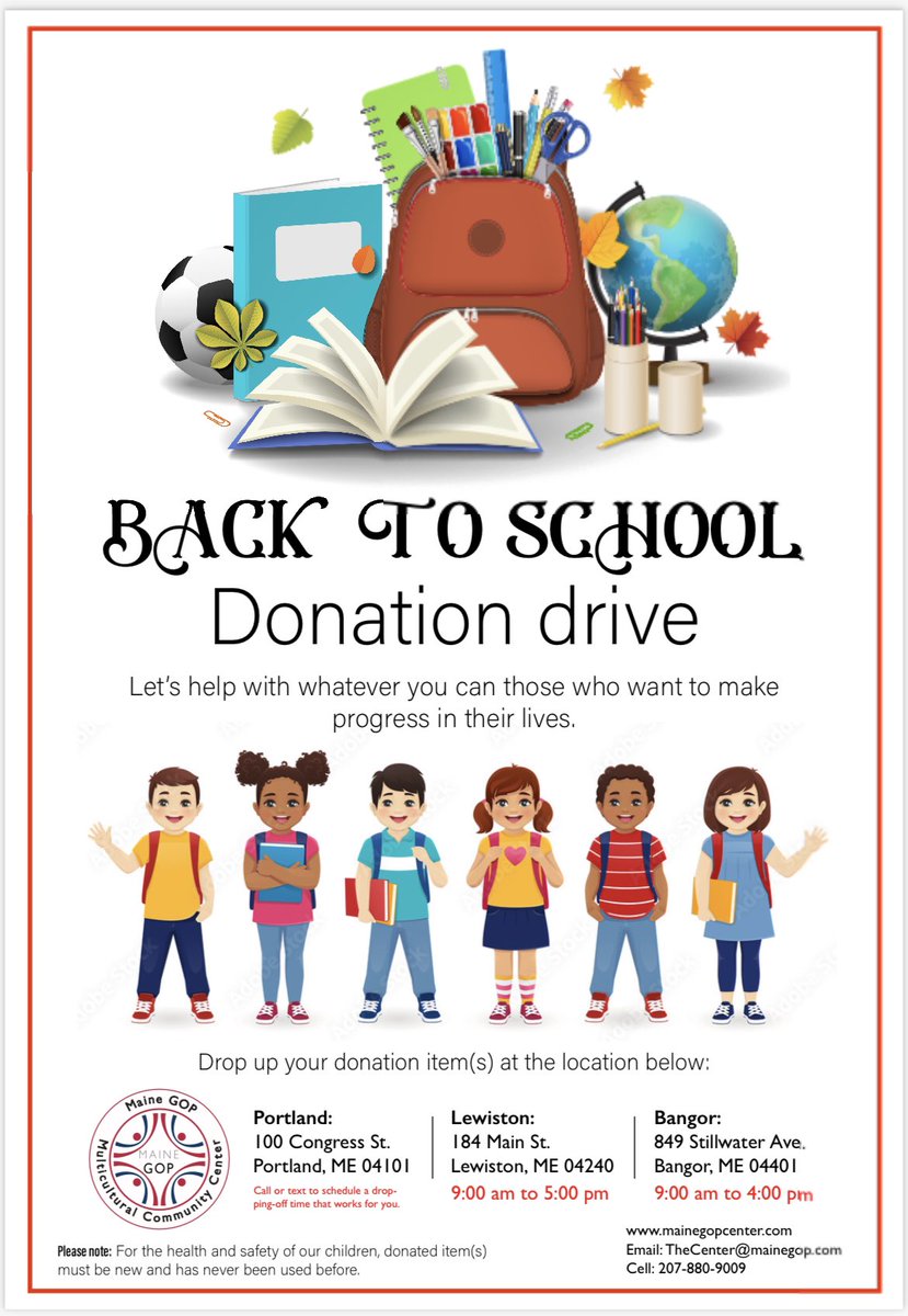 MEGOPCenter's tweet photo. 📚 BACK TO SCHOOL DRIVE 📚

Due to sky high inflation, this is the most expensive back-to-school season ever.

Families are struggling to purchase back-to-school supplies for their children.

Drop supplies off at location below to help a family in need! 

#leadright #mepolitics https://t.co/ge82tWK1BW