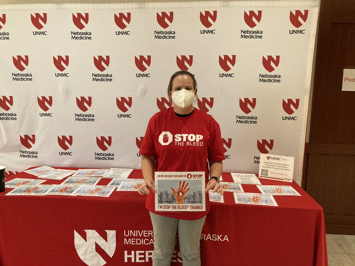 NoOffPosition's tweet photo. Spent the morning training @unmc and @NebraskaMed employees how to #StopTheBleed. Feel free to stop by &amp; learn today until 6 pm! https://t.co/UQArGyuFSz