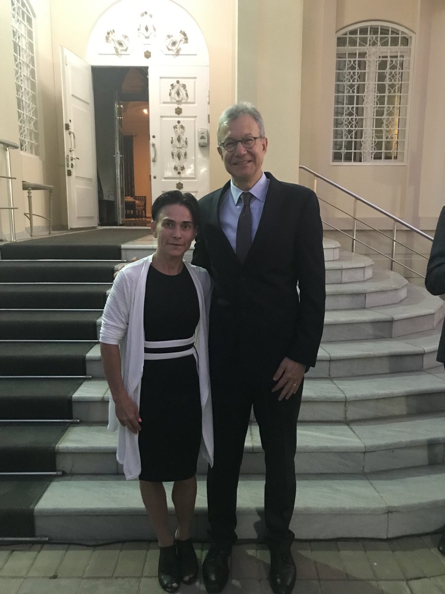 So honored to meet 8-time Olympian, gymnast Oksana Chusovitina this evening at a reception to celebrate US-Uzbekistan sports diplomacy. Dozen different UZB sports federations attended. Very proud of our embassy’s popular series of self-defense trainings for women and girls.