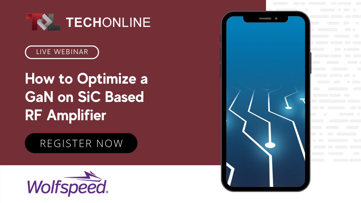 eetimes's tweet photo. This #webinar will take you through the process for optimizing a 50W balanced #RFAmplifier with #GaN on #SiC HEMT #transistors + so much more!
➡️ Register Now: https://t.co/YQnKY6RyRb
🕑 Wed. 8/31 @ 9:00AM PDT
#Sponsored by @Wolfspeed
#TechOnline #EETimes #Engineering https://t.co/4kBp9DHx0c