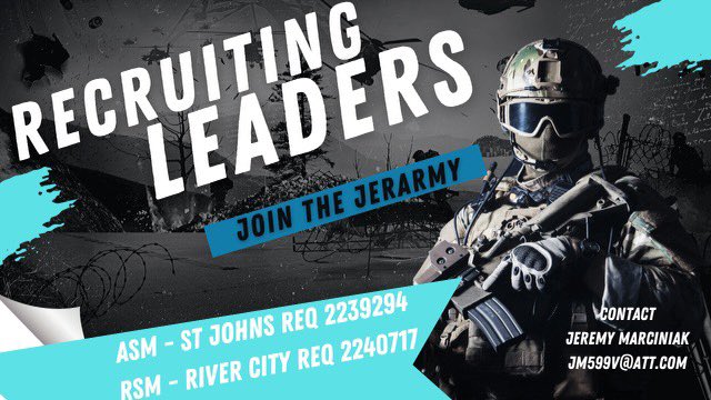 RECURUTING ALERT 🚨 JerARMY is looking for soldiers to join the JerARMY &amp; North Florida in battle in beautiful Jacksonville! 🫡 <a href="/One_FLA/">OneFLA</a> <a href="/jemeFL/">John Meyers</a>  #NFF
