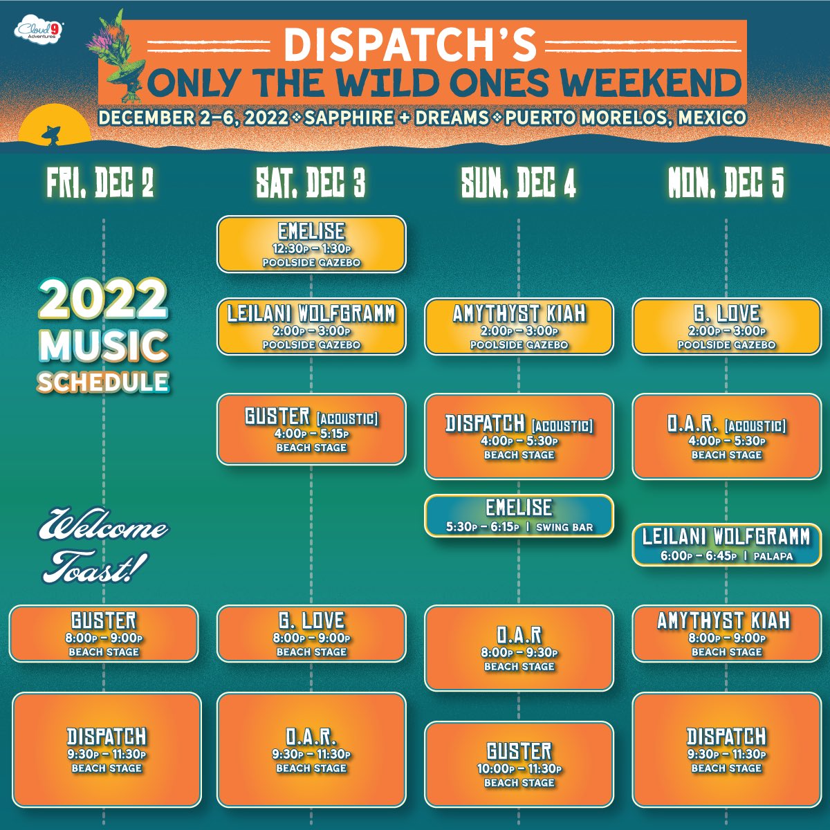 Line Up Alert!🚨

<a href="/otwoweekend/">Only The Wild Ones Weekend</a> is going down this December in Mexico!  Check out the full lineup! 

We hear there might even be a few rooms left @ onlythewildwonesweekend.com, who's coming?

<a href="/dispatchmusic/">DISPATCH</a> <a href="/guster/">guster</a> @phillyglove + more!