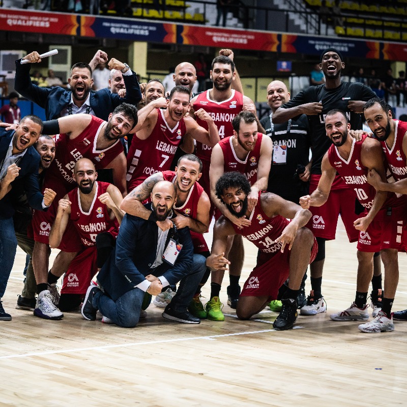 FIBAWC's tweet photo. The Cedars are back! 🇱🇧

Lebanon 🇱🇧 qualify for their first World Cup appearance in over a decade after defeating India to cap off Window 4 👏

#FIBAWC x @LBF_Basketball | #WinForLebanon 

📺 https://t.co/4Q4fptF5Rc