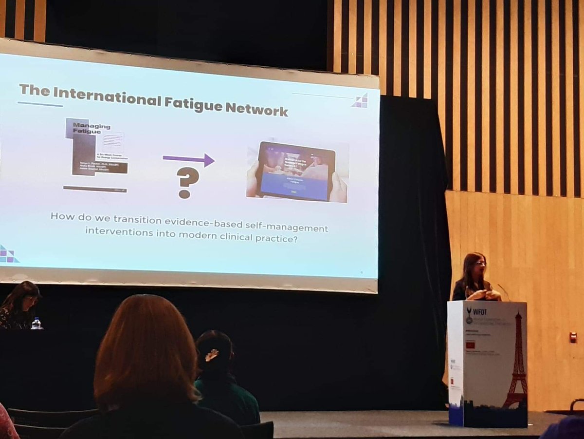 Today <a href="/Michell00512015/">Michelle</a> presented on the journey the IC3RG team has taken to translate the Packer Managing Fatigue Program from research into practice at the #WFOT2022 in Paris, France.