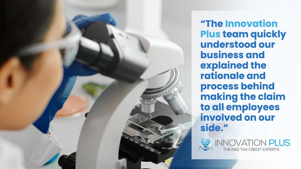 Another customer success story: Innovation Plus helps a clinical trials company secure maximum benefit from their R&amp;D Tax Credits claims. Read more here: bit.ly/3R14FA1
#pharmaceuticals #innovation #Research #rdtaxcredits