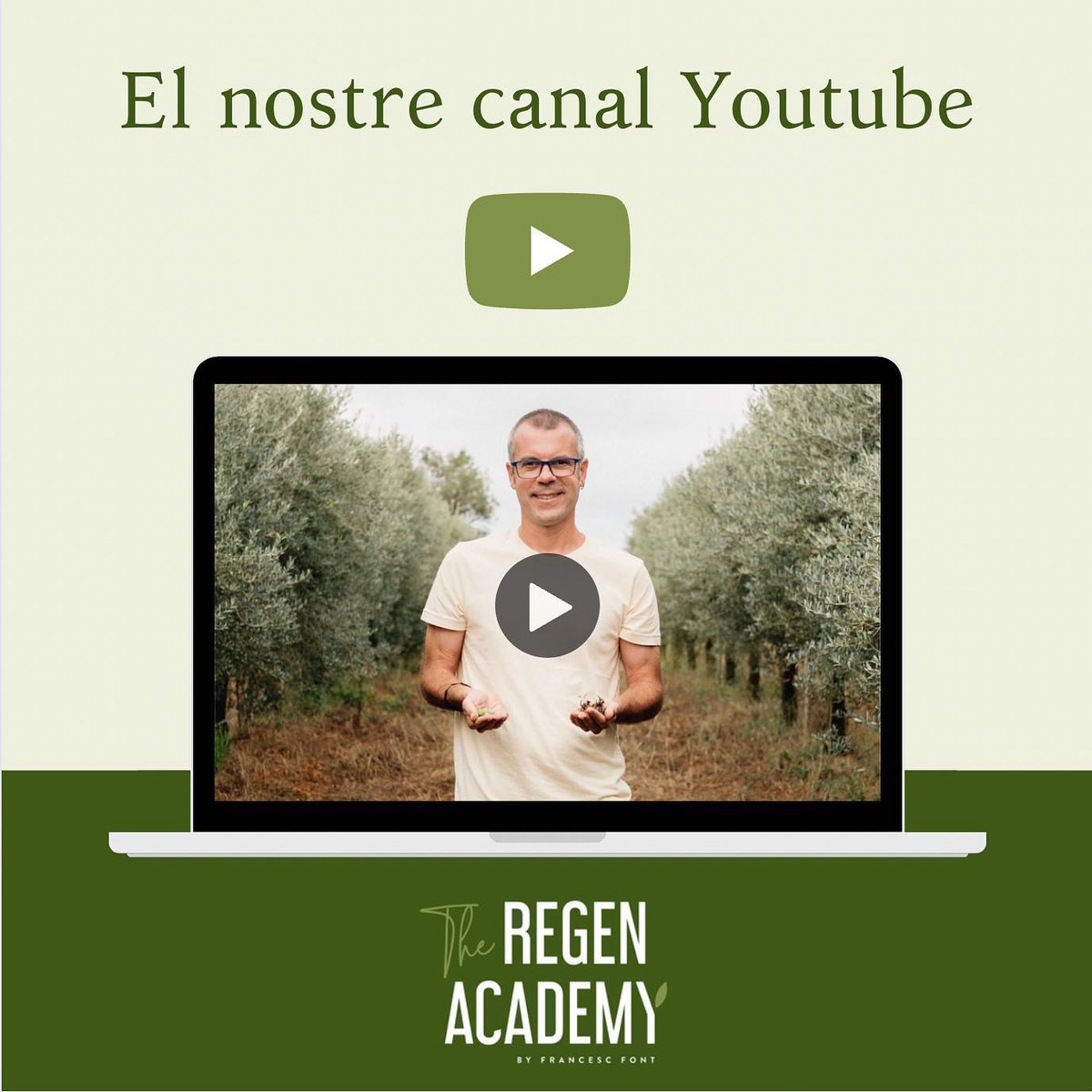 Ja us heu subscrit al nou canal de Youtube The Regen Academy?
El seu fundador <a href="/francescfont_/">Francesc Font - Agricultura Regenerativa</a> us explicarà les seves experiències i us mostrarà de manera pràctica el què, el com i el perquè de l'agricultura regenerativa.
No us ho perdeu!