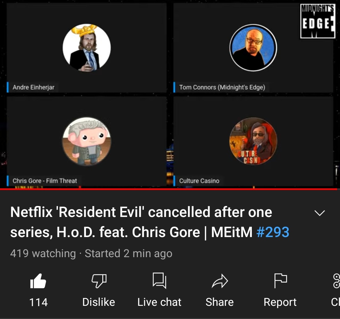 GNinjuh's tweet photo. 🌚#MidnightsEdgeInTheMorning🌞 #0293
#FakeWoke #ResidentEvil?
#Netflix #ResidentEvil #Cacelled
After one series | #HouseOfTheDragon
Ft. @ThatChrisGore
ON THE EDGE:
@Midnights_Edge/@AndreEinherjar
@ThomasConnorsJr
@CultureCasino
& YOU #MidNighters!
https://t.co/xvsWYWCD7w https://t.co/K9NL7RK1yn