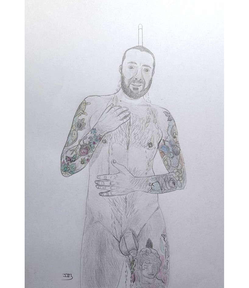 Part of <a href="/Dracosorus/">Dracosorus</a> shower series. Thank you💕 

#malenude #malemodel #lifedrawing #lifemodel