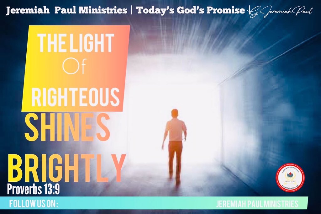 Jpmininstries's tweet image. We will Shine Brightly | Today’s God’s Promise | Proverbs 13:9 | 30/8/22 | Jeremiah Paul Ministries
#WordofGod #BiblewordToday #creativethings #todaypromiseintelugu
#bible #bibleverses #TodaysGodPromise #jesuswords #jesuspromise #GodWords #JeremiahPaulMinistries