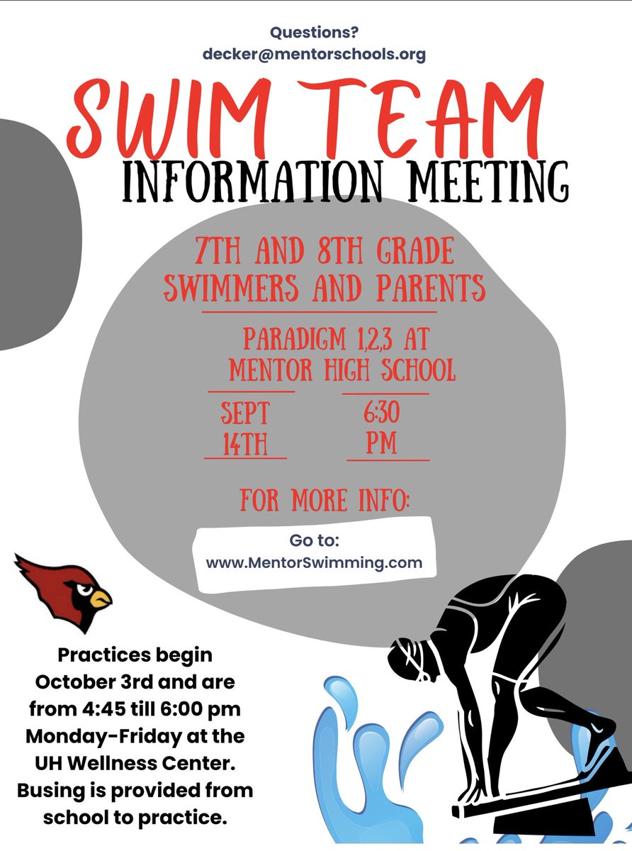 The beginning of our season is quickly approaching! Fill out the Google form on mentorswimming.com to sign up. <a href="/ShoreSports/">Shore Athletics</a> <a href="/mentorMMSsports/">MMS Athletic Dept.</a>