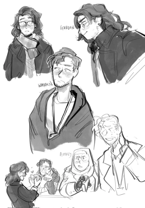 A quickie while tryna figure these guys out. Inspired by @/sqwigeon's designs. Also desperately trying to not make Gordon look like Jonathan Sims  #redvalleyfanart #redvalley 