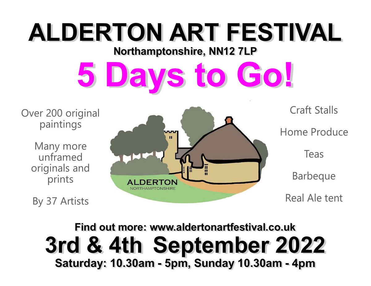 Not long now until our 46th Annual Art Festival!  We have amazing artwork, superb craft stalls and much much more!  Come and see for yourself!!
#Northamptonshire <a href="/WhatsOnNthants/">What's On Northants</a> <a href="/NorthantsLife/">Northants Life</a> <a href="/NorthantshourUk/">#Northantshour</a>