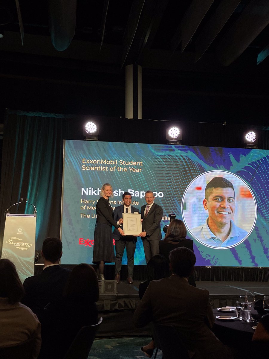 UWA Research (@uwaresearch) on Twitter photo Congratulations to <a href="/NikBappoo/">Nik Bappoo</a> @uwaresearch <a href="/PerkinsComms/">Harry Perkins Institute</a> Co-winner of the 2022 @ExxonMobil_Aus Student Scientist of the Year for his novel solutions to unmet clinical needs.
#WASciAwards Congratulations to <a href="/NikBappoo/">Nik Bappoo</a> @uwaresearch <a href="/PerkinsComms/">Harry Perkins Institute</a> Co-winner of the 2022 @ExxonMobil_Aus Student Scientist of the Year for his novel solutions to unmet clinical needs.
#WASciAwards
