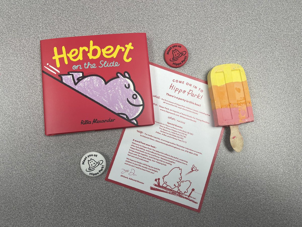 McCuskerLibrary's tweet image. First day back in the library and I was welcomed by this amazing “party in a box” from @HippoParkBooks ! Fernbrook students are going to fall in love with Herbert and have a blast drawing happy cats! Thank you so much for the back to school gifts! @astrakidsbooks @fernbrooknj
