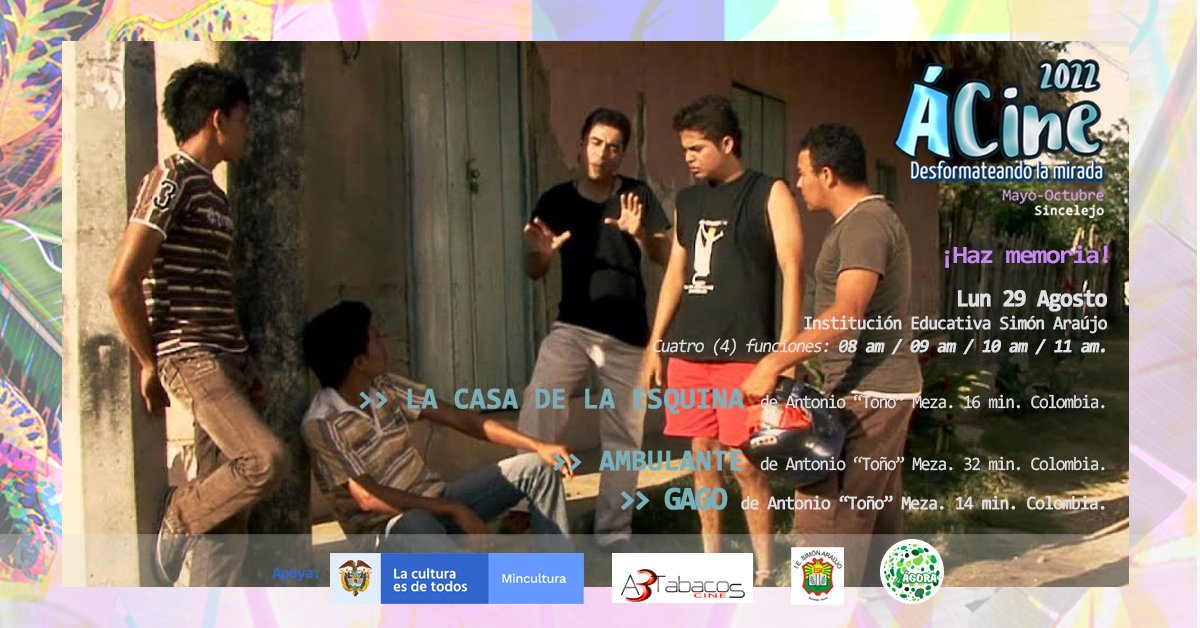 ACiinee's tweet photo. ÁCine 2022 | Agosto: ¡Haz Memoria!  
¡¡Seguimos con las exhibiciones en la Institución Educativa Simón Araújo la obra de Antonio "Toño" Meza!!
Apoyan: @mincultura @diraudiovisual @Sueroconyuk 
 Institución Educativa Simón Araújo Sincelejo. 
#MaletadelaDiversidad #ÁCine https://t.co/cZDa72SLMR