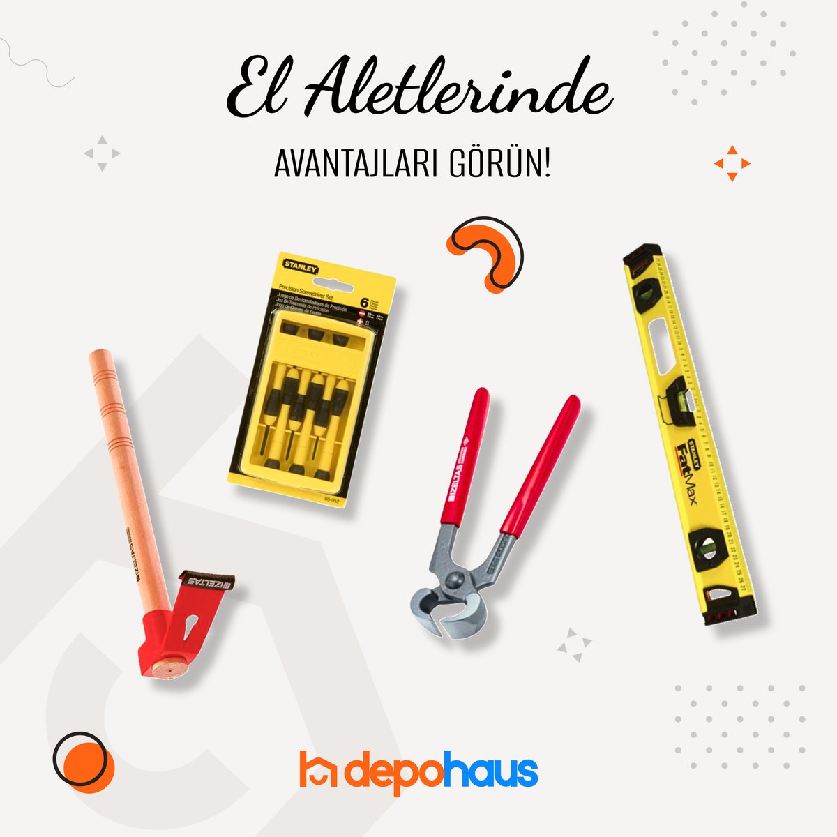 depohaus's tweet photo. El takımlarına ve el aletlerine en uygun fiyatlarla https://t.co/HgBMZud0OJ dan sahip olabilirsiniz!
#depohaus #yapımarket #onlinealışveriş #elaletleri #mekanikelaletleri #terazi #kerpeten #çekiç #tornavida #tornavidatakımı https://t.co/nlgQ5vaUrh