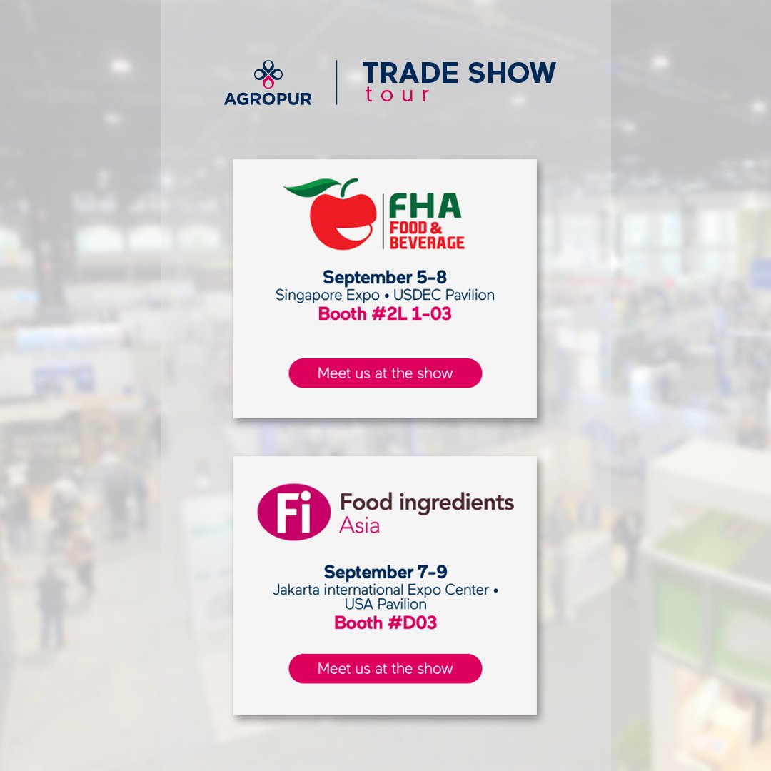 Agropur_US's tweet photo. Heading to Food Hotel Asia or Food Ingredients Asia? Visit the Agropur experts and learn how our award-winning cheese and innovative ingredients make your great products even better.

https://t.co/aoy02wEck1 https://t.co/NMYQuSi9KP