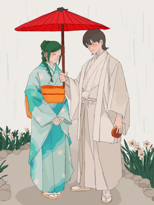 「flower shared umbrella」 illustration images(Latest)