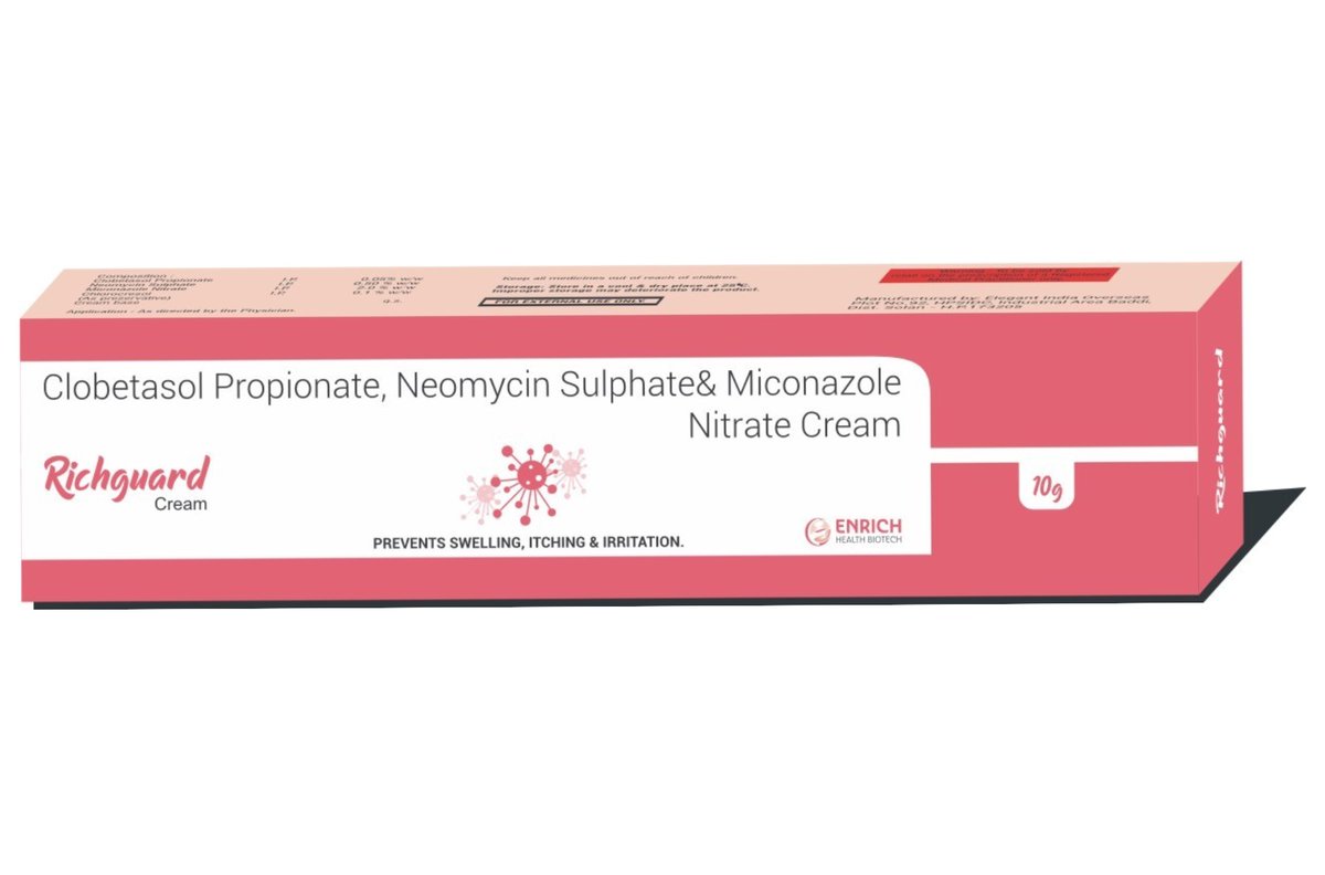 enrich_biotech's tweet photo. #Clobetasol+#Miconazole+#Neomycin is used in the #treatment of #skin #infections. #Clobetasol + #Miconazole + #Neomycin is a combination of three medicines:
Clobetasol , Miconazole and Neomycin, which treats skin infections. https://t.co/qzkjARn486