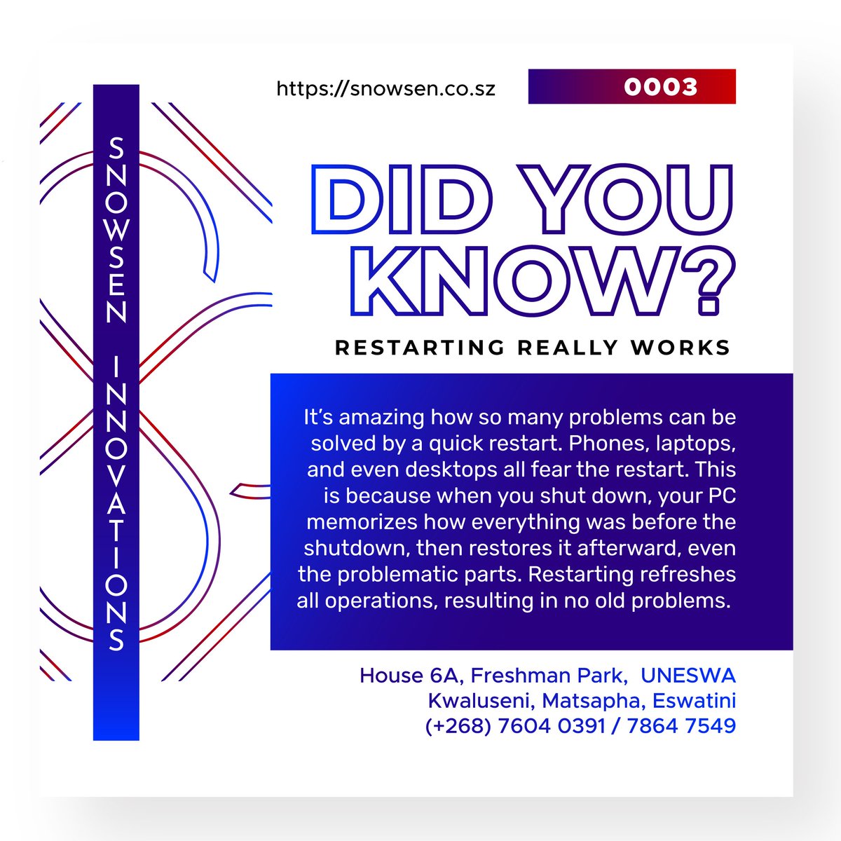 snowsen_sz's tweet image. If only humans could restart without the troubles of yesterday..

#TechNuggets  #NibbleOnKnowledge #SnowsenTechNuggets #Snowsen