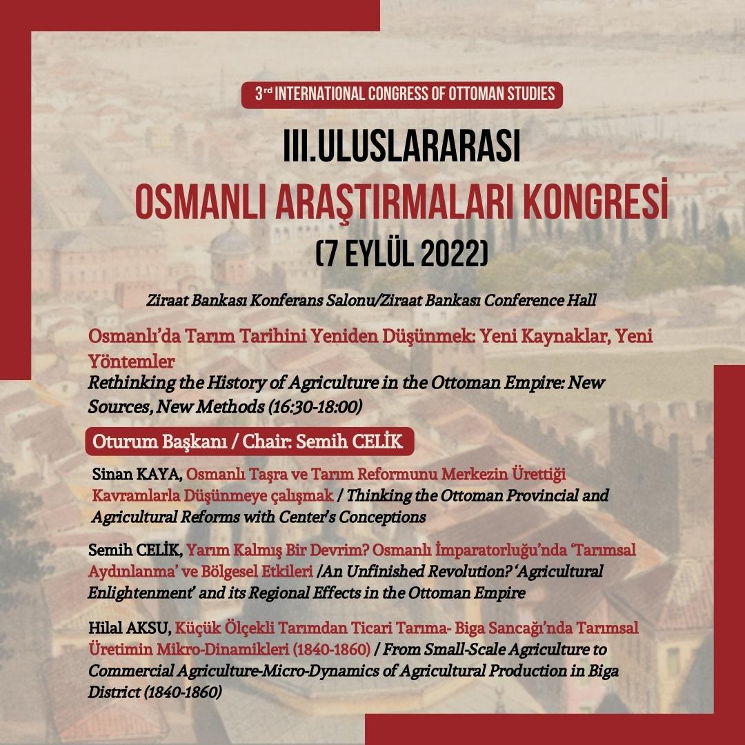 osark_tr's tweet photo. Osmanlı’da Tarım Tarihini Yeniden Düşünmek:Yeni Kaynaklar Yeni Yöntemler/Rethinking the History of Agriculture in the Ottoman Empire: New Sources, New Methods 
Ziraat Bankası Konferans Salonu/Ziraat Bankası Conference Hall

7 Eylül  (16:30-18:00)
Oturum Başkanı/Chair: Semih ÇELİK https://t.co/Lm0dMBdVXg