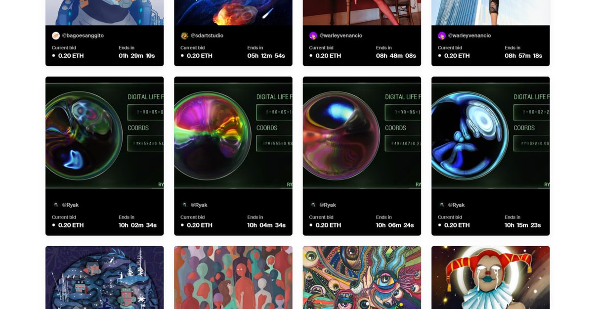 Ryak_eth's tweet image. 9h left on my 4 digital life forms auction current bid is 0.2 ETH
5h left on @KsushaEks with 0.09 ETH bid by @IfCircus 
4h left on @TimGrib1 with 0.4 ETH bid
all on @foundation 
wish you all luck and more bids