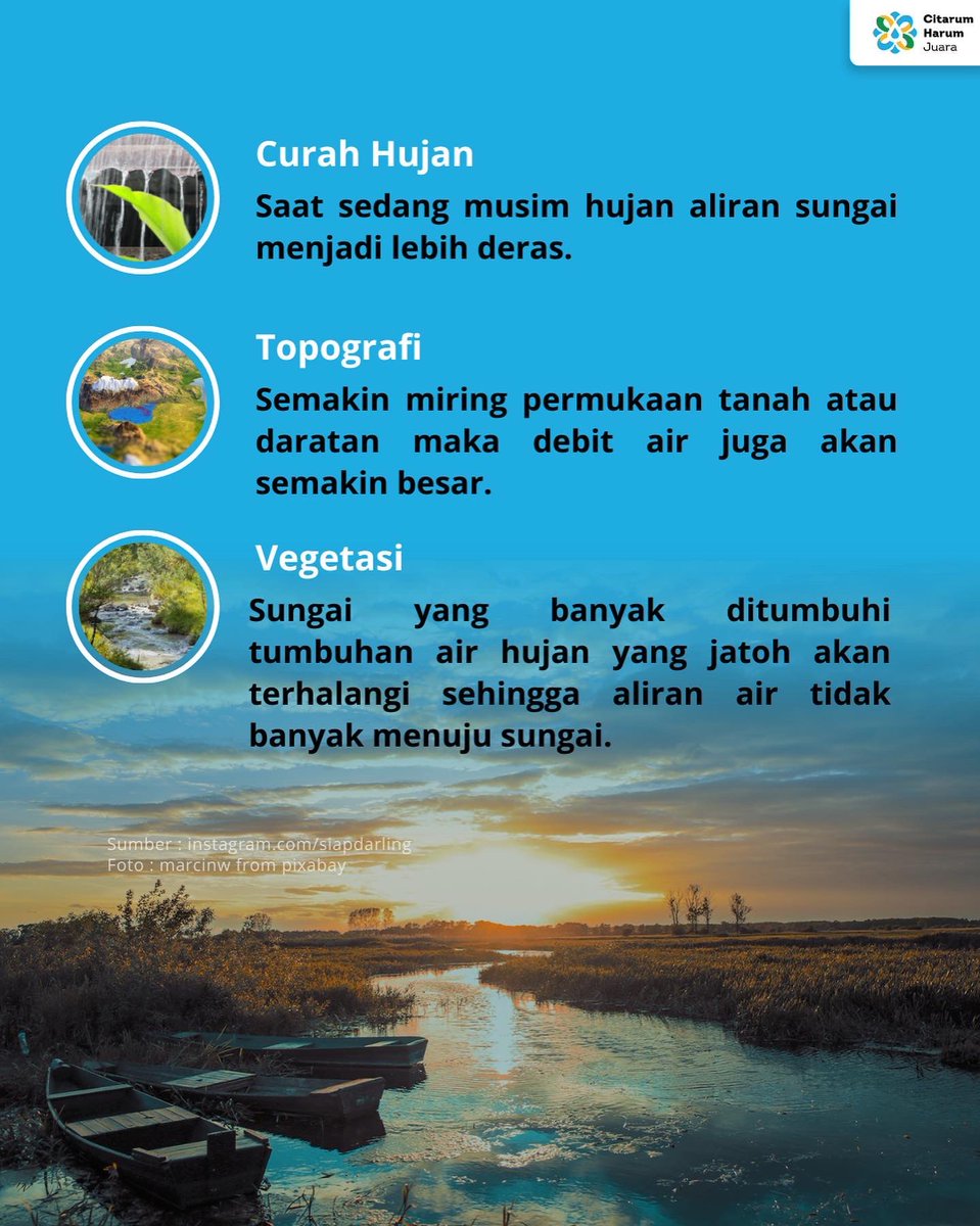 SatgasCitarum's tweet photo. Kenapa Aliran Sungai Bisa Deras & Tenang? π§
Hal tersebut dilihat dari hal-hal berikut:
- Curah Hujan
- Topografi
- Vegetasi
#arussungai #aliransungai #dascitarum #JabarJuara #JabarJuaraLahirBatin #RidwanKamil #UuRuzhanulUlum #citarumharum #sungaicitarum #citarumharumjuara https://t.co/NhWEua67Zc