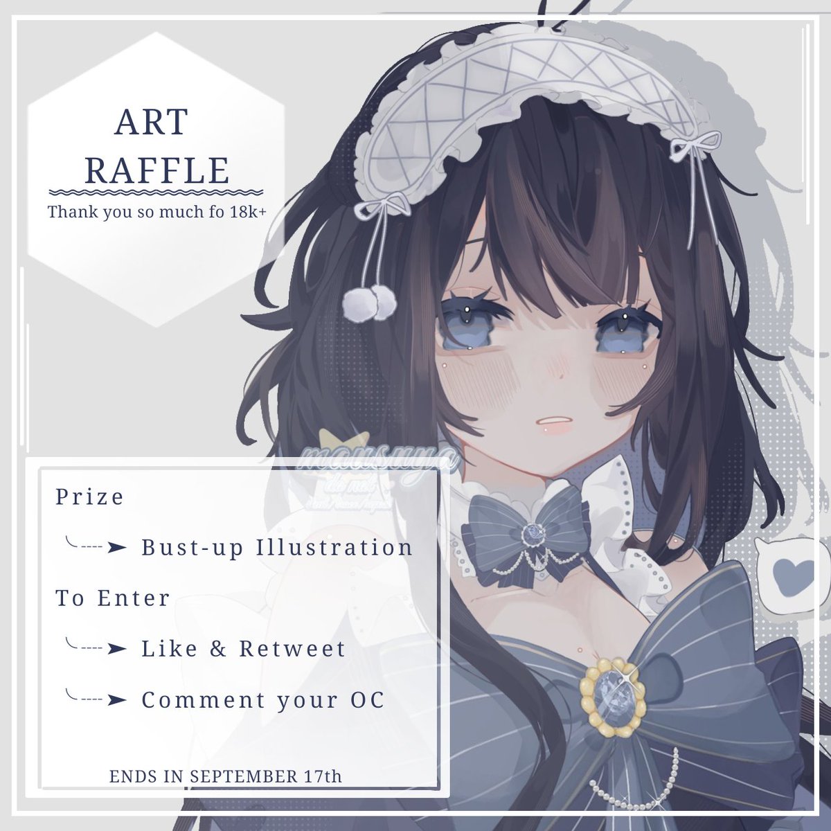 mausuya's tweet photo. ・❥・ ART RAFFLE ・❥・
Thank you so much for your support lately!

☁️ 1 winner for bust-up ☁️
• Follow me if you want (optional)
• Like &amp; Retweet 
• Be sure to comment your oc 

Goodluck! #artraffle https://t.co/vmSNY3nHZs