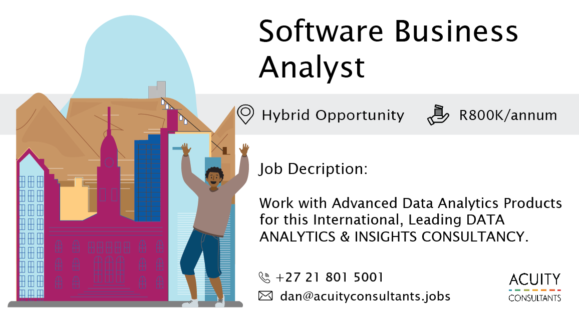 consultacuity's tweet photo. 🎯 New #JOB | Software Business Analyst | 📍 Hybrid Opportunity - based in Cape Town |  💰 R800K/annum

MORE DETAILS HERE: 👉 https://t.co/ayEHljT9RC 👈

#recruitment #acuityconsultants #jobalert https://t.co/tnyeKAbyGX