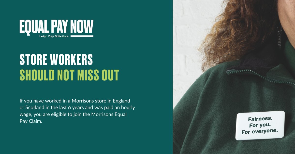 "Why should you miss out just because you work in a store rather than a warehouse? We don’t think you should."

Read our short blog which explains the 5 key questions you may have about the Morrisons Equal Pay Claims bit.ly/2P42hcX

#EqualPayNow bit.ly/2LfM6rX