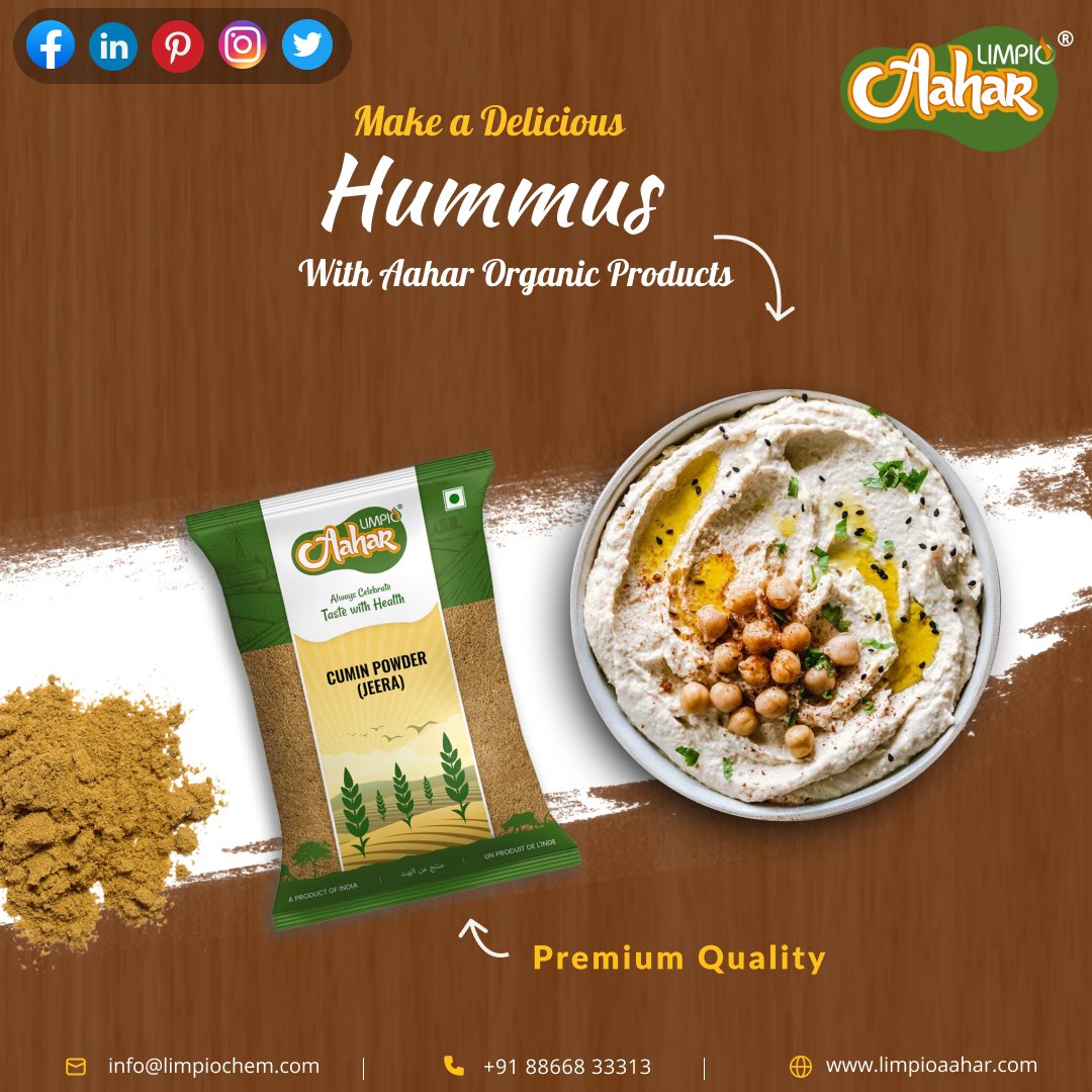 ap4881918's tweet photo. Cumin Powder (Jeera)
-
Make a Delicious Hummus With Aahar Organic Products
#aahar #limpio #limpioaahar #BaldhaExport #indianglossary #spices #pulses #dryfruit #healthy #fresh #jeera #cuminpowder #organic #powderspices #wholespices #spiceexporter #spices #instagood #foodie https://t.co/2phyQkFlI0