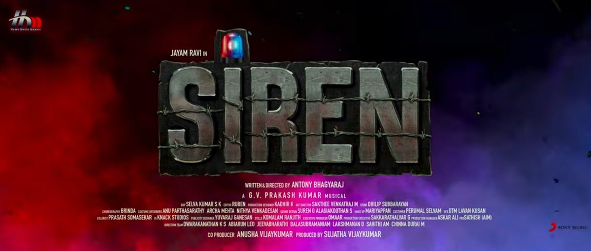 PrakashMahadev's tweet photo. #JR31 

@actor_jayamravi - @antonybhagyaraj movie titled as #Siren 

#JayamRavi #KeerthySuresh 
Music by @gvprakash 🎵

Motion poster🔗https://t.co/oH014xuQUj https://t.co/DLFovhiiHr