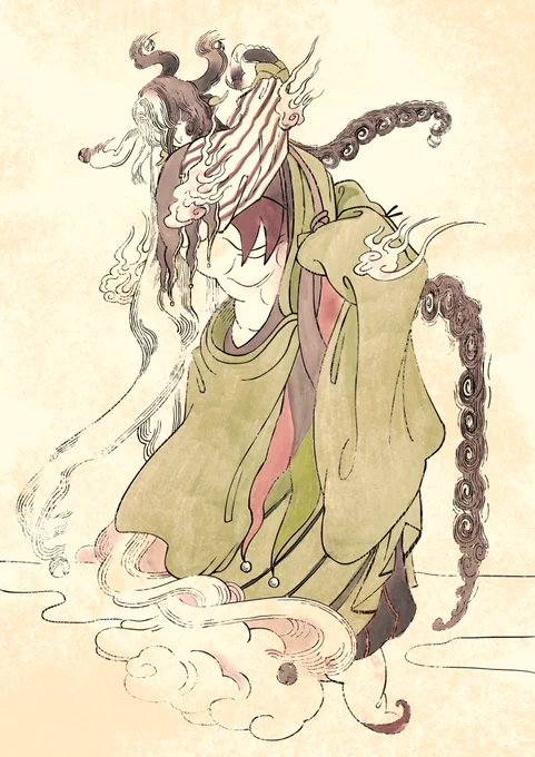 どうしたの?顔色悪いけど。何?何も見えないのか?え?何何?どういうこと?うねった髪の人の絵?は?何言ってんの?「そのようなものが見えてしまうとは、ンンー。そうですか、そうですか」おわり 