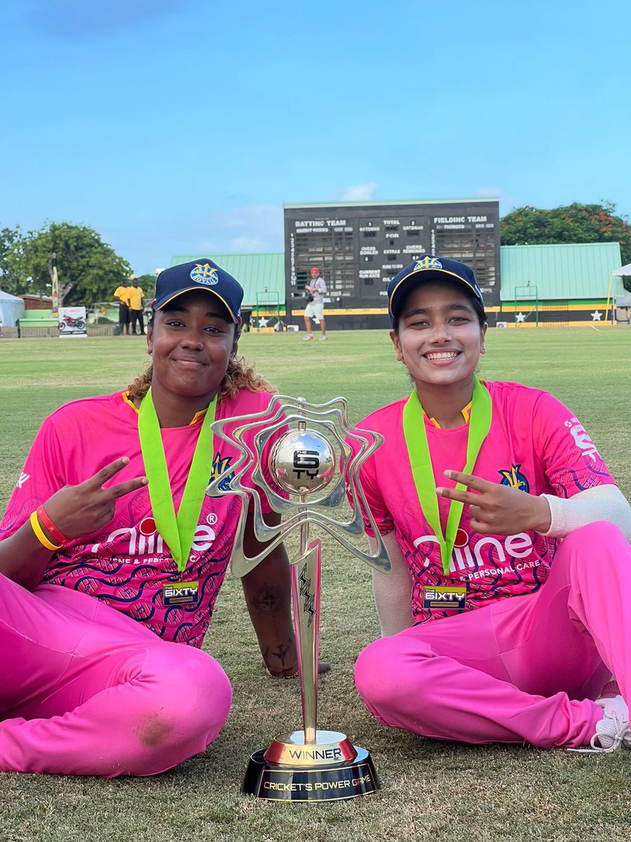 MyNameIs_Hayley's tweet photo. Creating history! 🥹
A great opportunity &amp; even better performances from this team. So proud 🙏🏽
C H A M P I O N S 💗💙🍾 
#6ixty #barbadosroyals #royalsfamily 
@BarbadosRoyals @6ixtycricket https://t.co/LhHydKFTBD