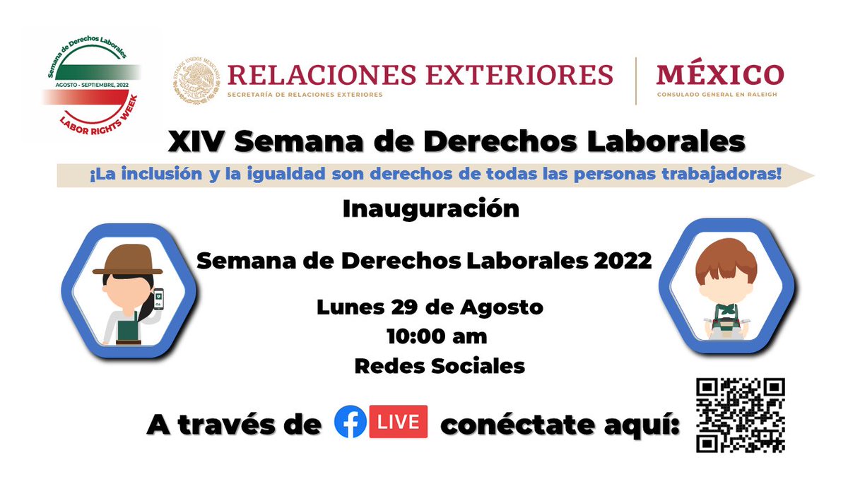 ConsulMexRlm's tweet photo. Sintonízate a las 10 am a nuestra página de Facebook, donde estaremos transmitiendo en vivo la inauguración de la Semana de Derechos Laborales 👀 
https://t.co/1j7GnDlkDJ

#SemanadeDerechosLaborales #ProtecciónConsular #ProtecciónPreventiva #CIAM  #ConoceTusDerechos https://t.co/C0HEem3XkZ