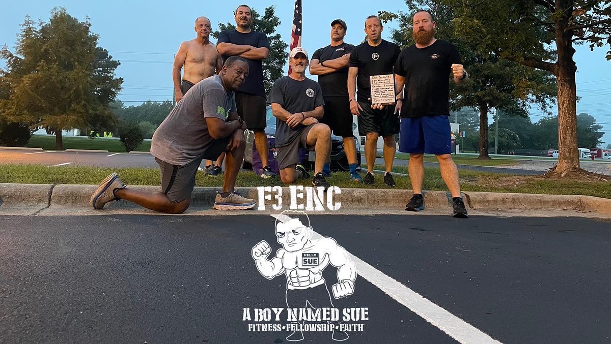 F3ENC's tweet photo. 51 PAX got schooled:

5 @ #breakdown
32 @ #mash
2 @ #thecollardpatch 
8 @ #aboynamedsue
1 @ #bikerbuddies 
3 @ @f3farmville

#f3enc 
#f3nation 
#f3counts https://t.co/1NGDC59roG