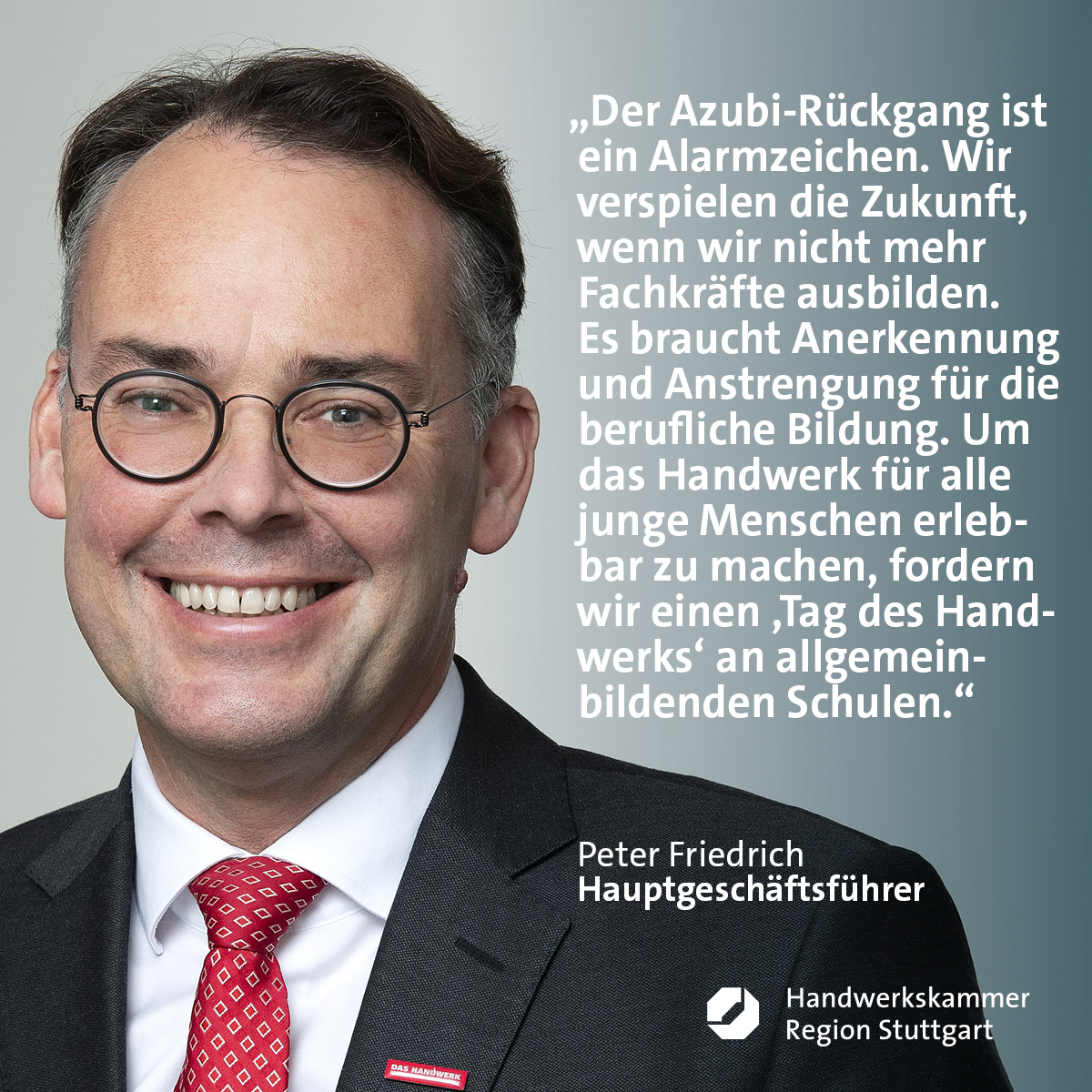 hwk_stuttgart's tweet photo. Am Donnerstag beginnen 3.384 junge Menschen eine Ausbildung im #Handwerk der Region #Stuttgart – das sind über 8 Prozent weniger als im Vorjahr. Wie @PFriedrichBW diese Zahlen einordnet und was wir als Kammer nun fordern:

https://t.co/N5H6WTB5Jy https://t.co/jGBrM6j8Iq