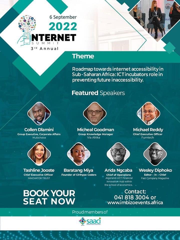 Happy Monday to all... 

A reminder, that the 3rd Annual Internet Summit event organized by Imbizo Events will be taking place next Monday 6th of September at the Southern Sun Hotel in Cape Town. 

visit their website for an RSVP link. imbizoevents.africa